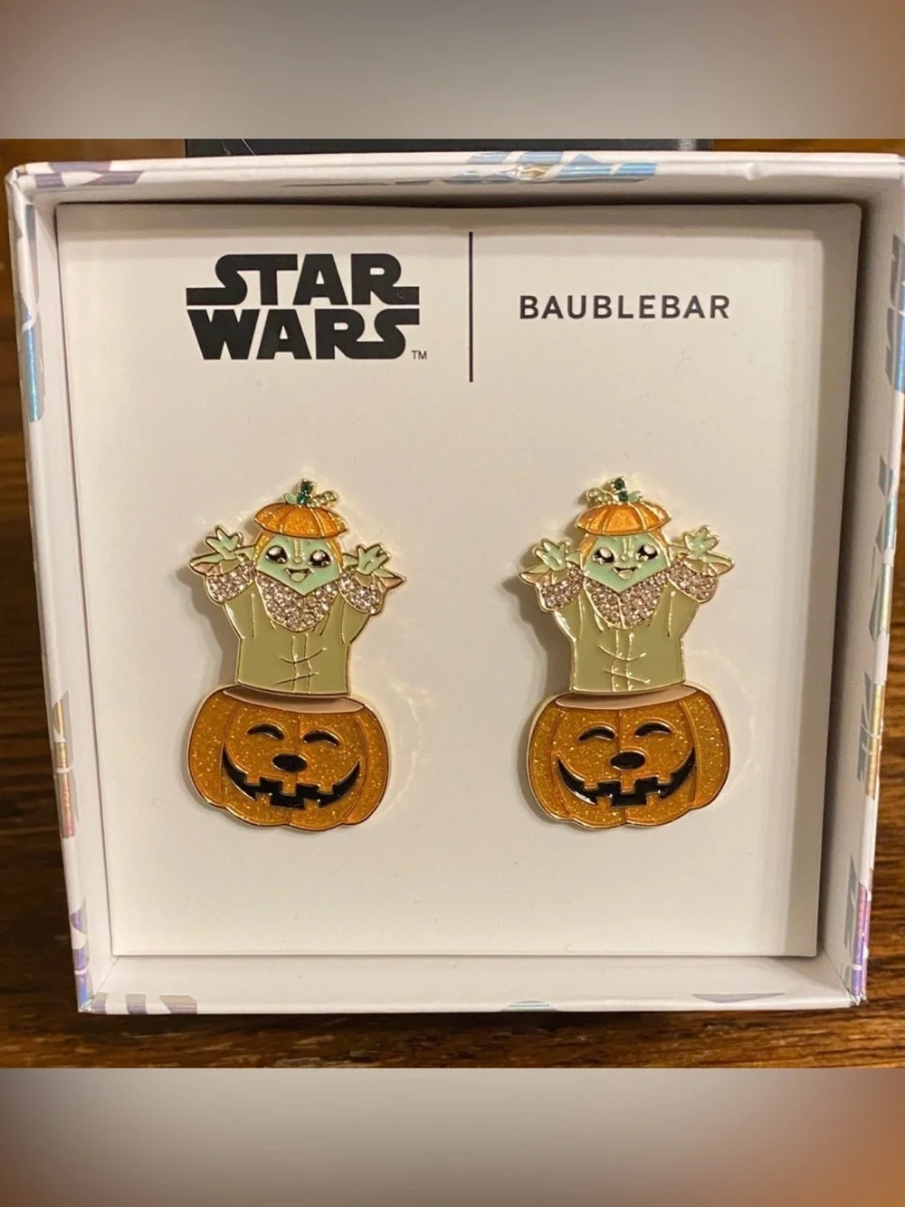 NWT Star Wars x BaubleBar Grogu Pumpkin Halloween Stud Earrings NIB